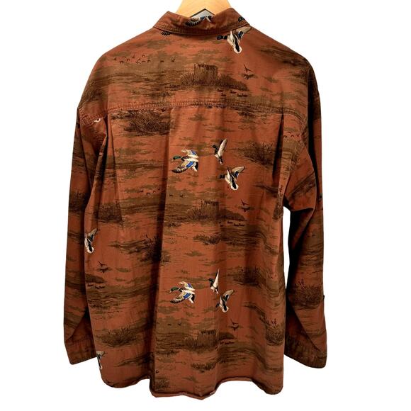 Columbia Shirt Mens Large River Lodge Button Down Duck Print Long Sleeve - Picture 4 of 7